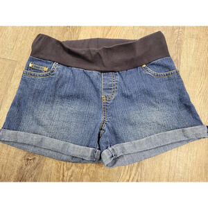 Oh! Mamma Shorts Medium Women's Cuffed Hem Denim Jean Maternity Band